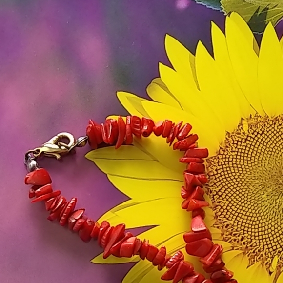 Necklace/Choker, Earrings Set, Orange Stone - Picture 4 of 5